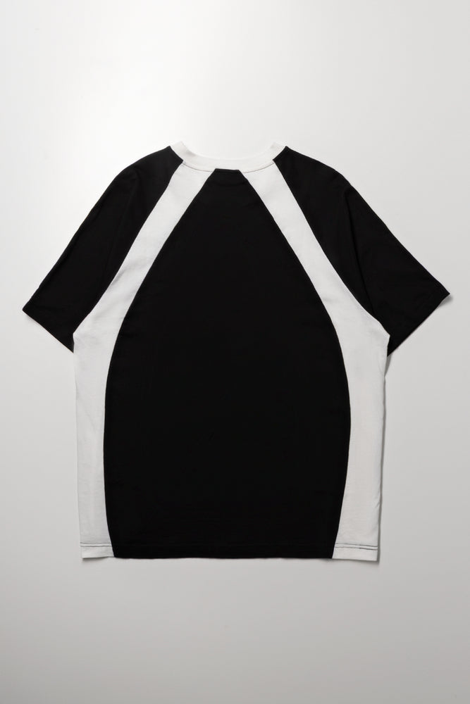 Black White Panelled Raglan T-Shirt (2)