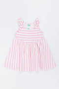 Pink Striped Bow Knit Dress