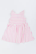 Pink Striped Bow Knit Dress (2)