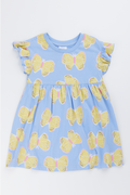 Blue Butterfly Print Flutter Dress