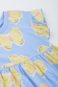 Blue Butterfly Print Flutter Dress (1)
