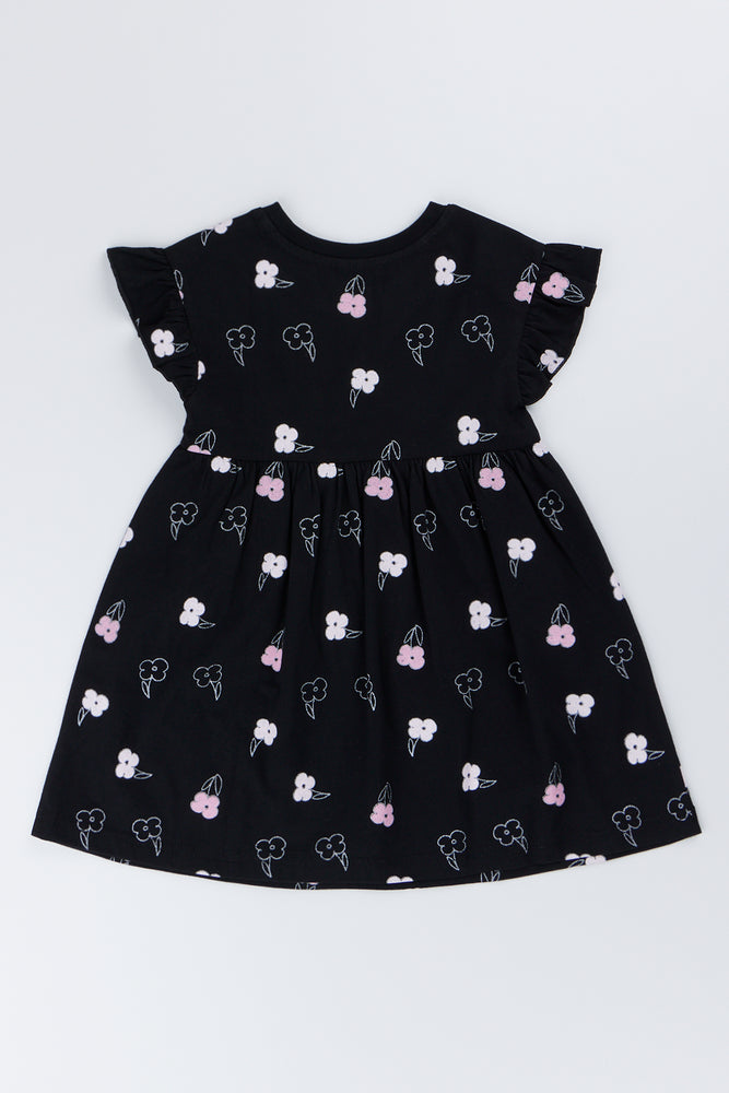 Floral Print Flutter Sleeve Dress (2)