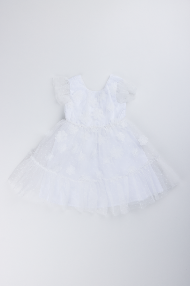 White 3D Daisy Occasion Dress
