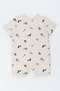 Oatmeal Dog Print Baby Romper (1)