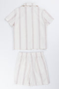 Textured Striped Shirt Short Set (2)