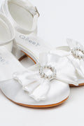 Cream Satin Bow Block Heels (2)