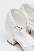 Cream Satin Bow Block Heels (3)