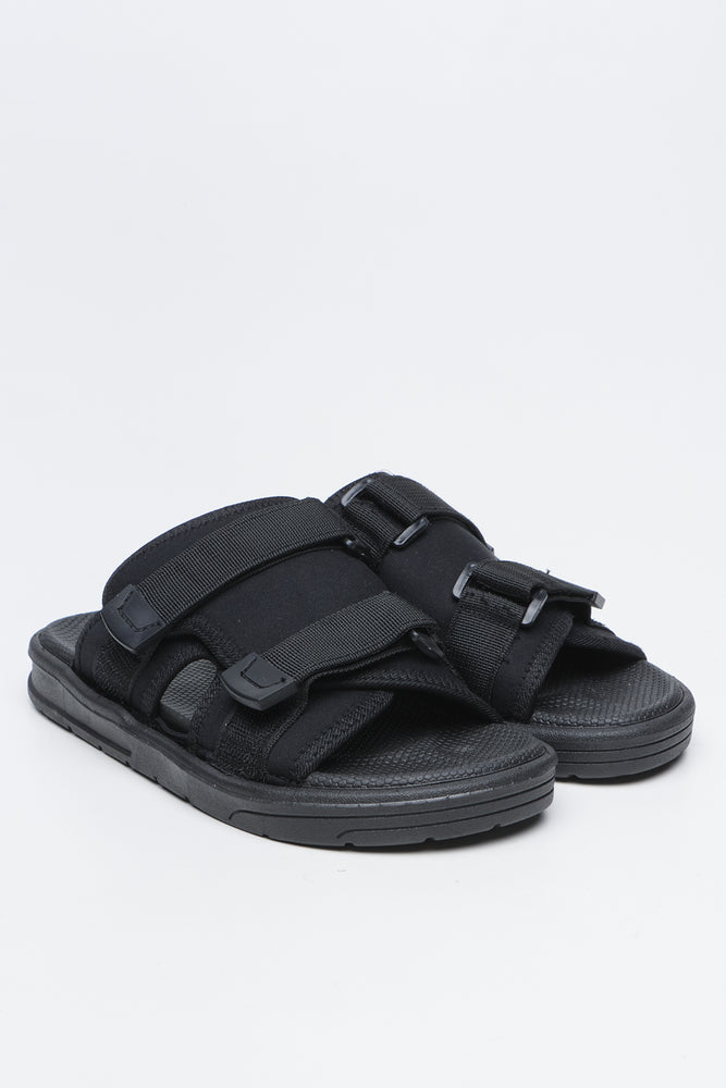 Black Utility Comfort Sandals
