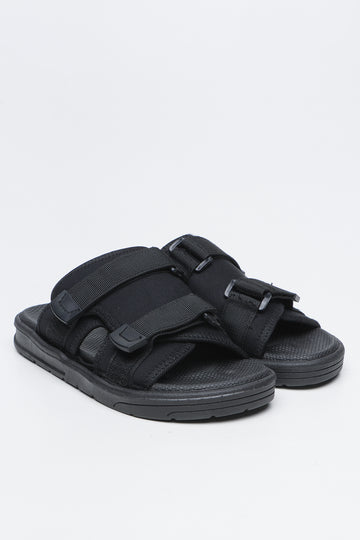 Black Utility Comfort Sandals
