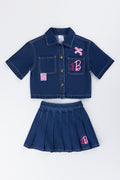 Denim Shirt and Pleated Skirt