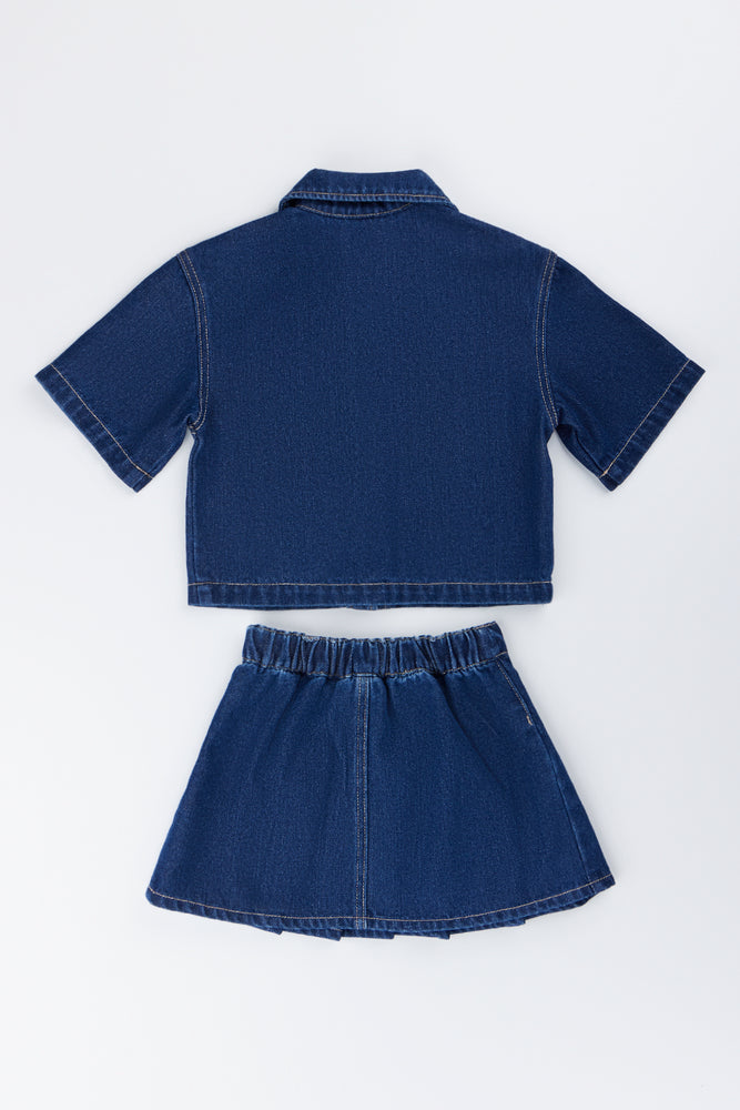 Denim Shirt and Pleated Skirt (2)