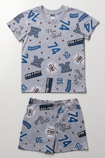 Boys Collegiate Baseball Print Pyjamas
