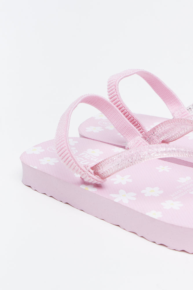 Pink Daisy Pattern Flip Flops (3)