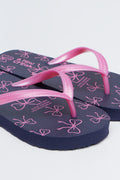 Navy and Pink Bow Flip Flops (2)