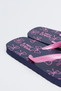 Navy and Pink Bow Flip Flops (3)