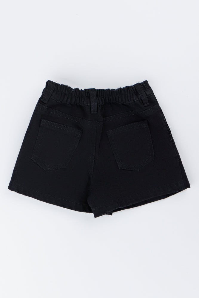 Black Pleated Barbie Denim Shorts (3)