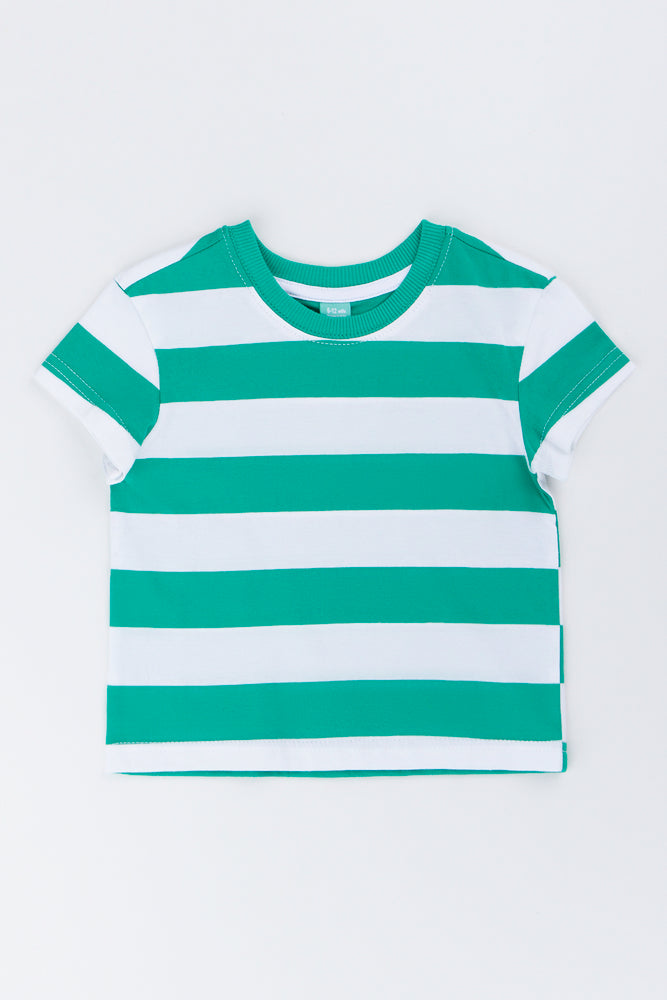 Green Short Sleeve Stripe T-Shirt