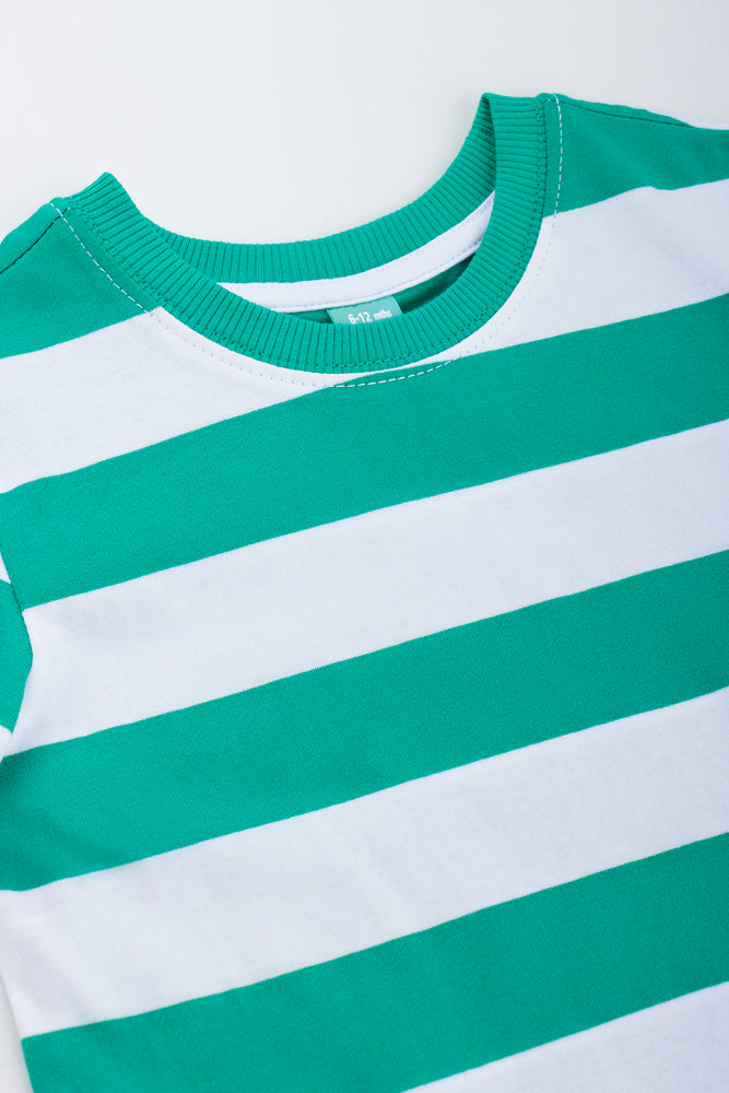 Green Short Sleeve Stripe T-Shirt (1)
