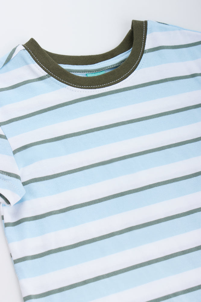 Blue Striped Short Sleeve T-Shirt (1)