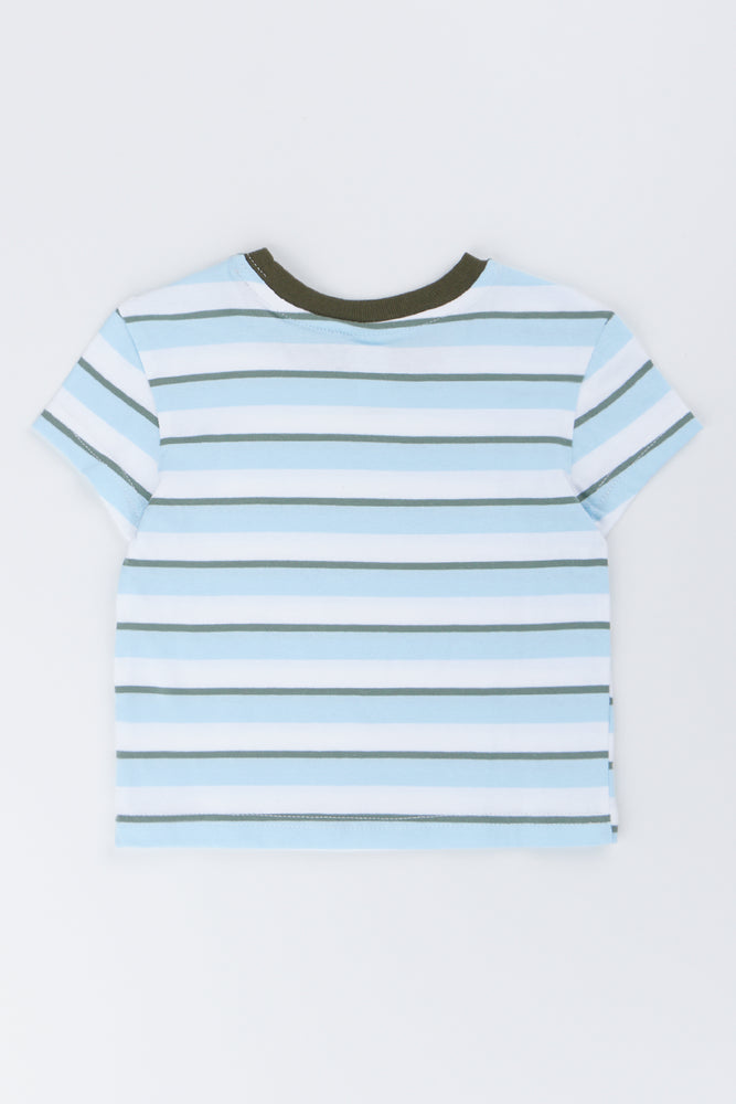 Blue Striped Short Sleeve T-Shirt (2)