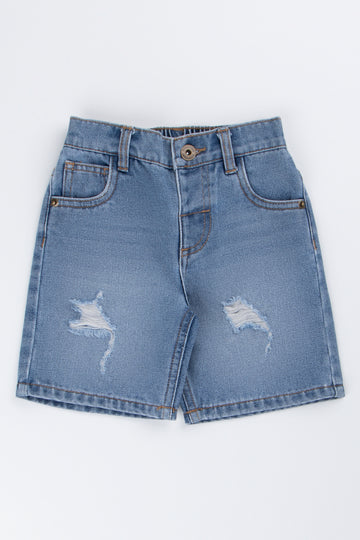 Blue Ripped Denim Shorts