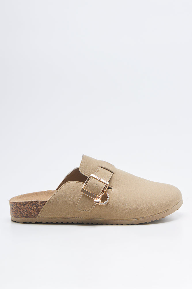 Beige Mule With Embellished Buckle (1)
