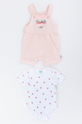 Coral Strawberry Print Dungaree Set (2)