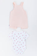 Coral Strawberry Print Dungaree Set (3)