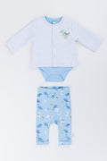 Blue Dinosaur 3 Piece Baby Set