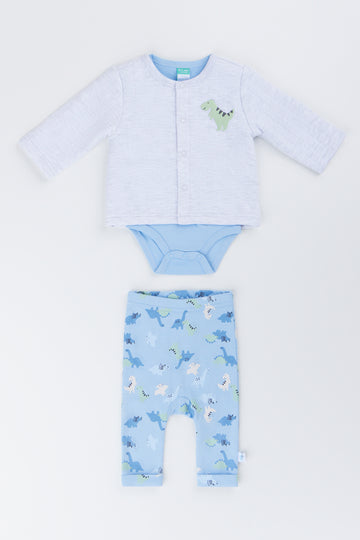 Blue Dinosaur 3 Piece Baby Set