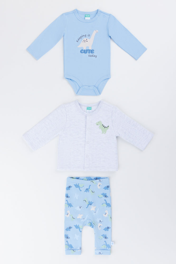 Blue Dinosaur 3 Piece Baby Set (4)