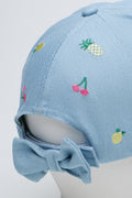 Embroidered Fruit Print Denim Cap (4)