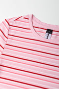 Girls Pink Stripe Rib T-Shirt (1)