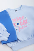 Blue Flower Print Outfit Set (1)