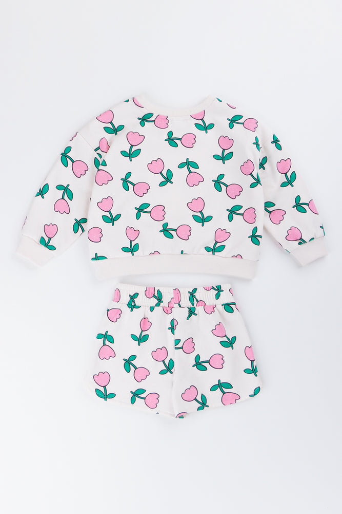 Floral Tulip Print Short Set (2)