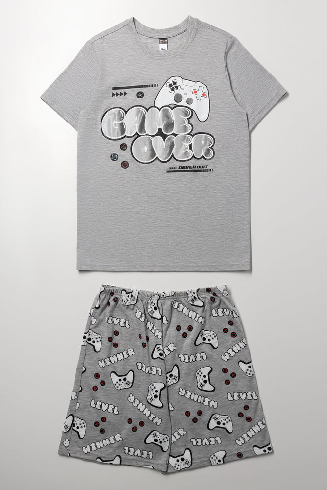 Grey Gamer Print Pyjama Set
