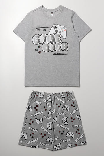 Grey Gamer Print Pyjama Set