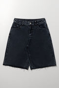 Charcoal Snow Wash Denim Jorts