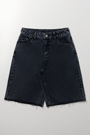 Charcoal Snow Wash Denim Jorts