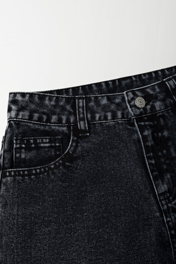 Charcoal Snow Wash Denim Jorts (1)