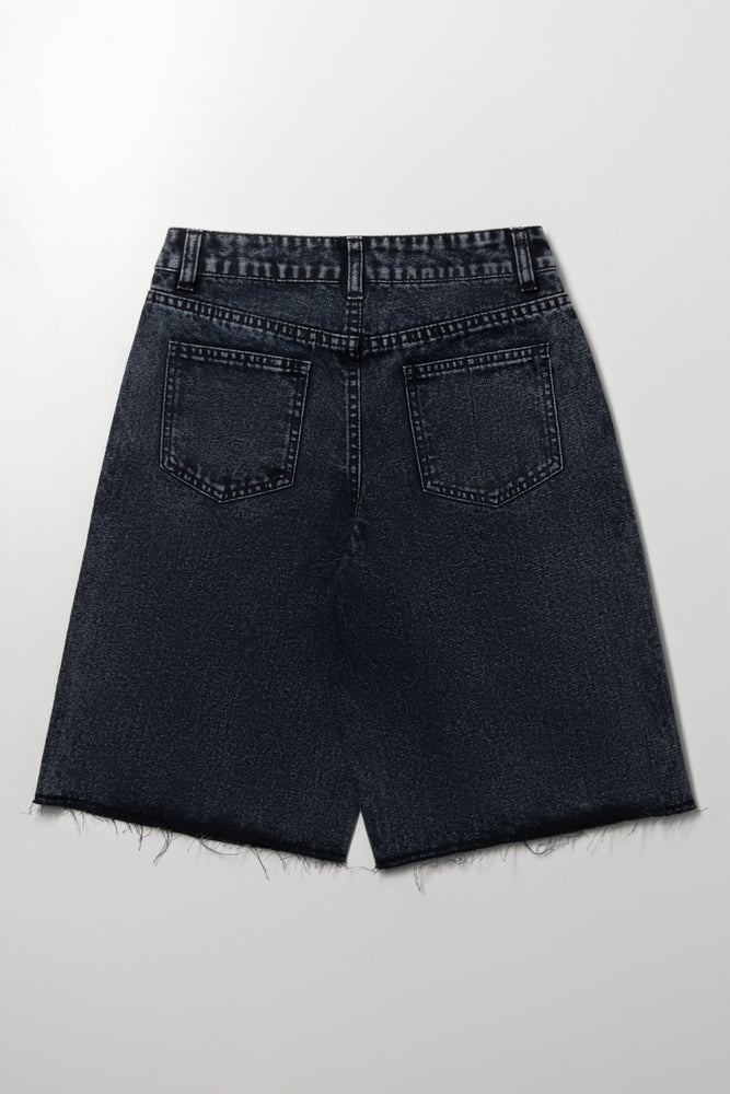 Charcoal Snow Wash Denim Jorts (2)