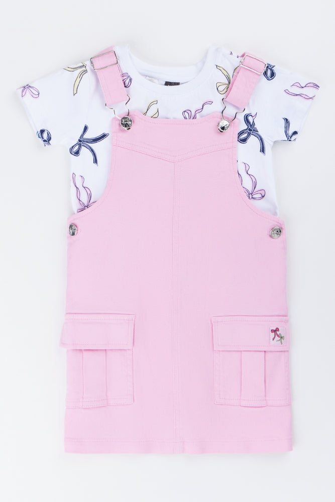 Pink Bow Print Pinni Set