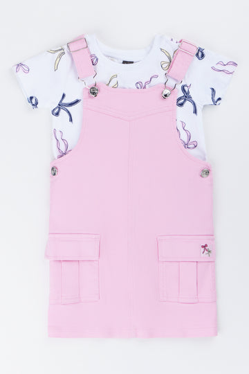 Pink Bow Print Pinni Set