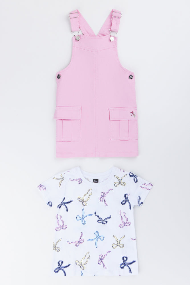 Pink Bow Print Pinni Set (3)