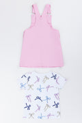 Pink Bow Print Pinni Set (4)