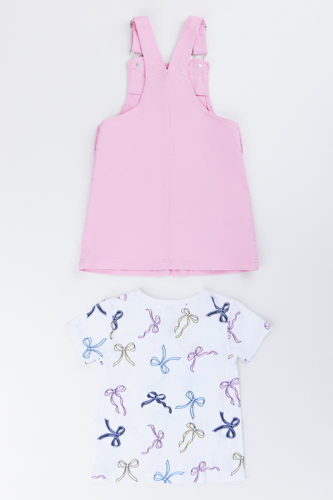 Pink Bow Print Pinni Set (4)