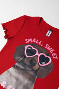 Red Printed Dog Baby Tee (1)