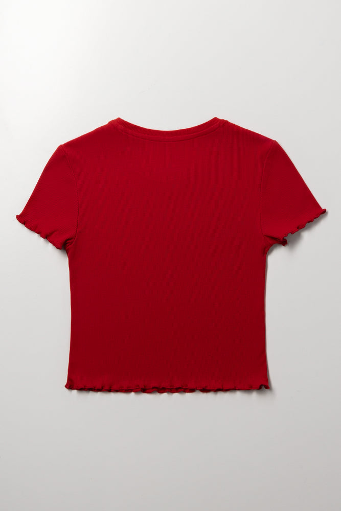 Red Printed Dog Baby Tee (2)