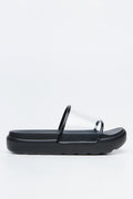 Chunky Black Vinyl Slide Sandals (1)