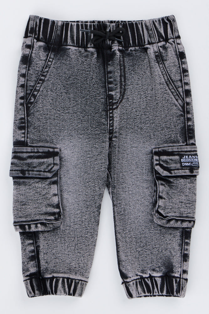 Charcoal Cargo Denim Jogger Pants